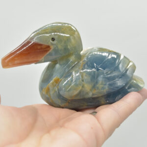 Blue Onyx (Lemurian Aquatine Calcite) Crystal Carved Duck - 293 grams #08