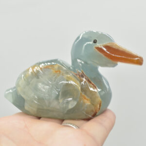 Blue Onyx (Lemurian Aquatine Calcite) Crystal Carved Duck - 194 grams #09