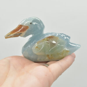 Blue Onyx (Lemurian Aquatine Calcite) Crystal Carved Duck - 185 grams #10