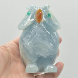 Blue Onyx (Lemurian Aquatine Calcite) Crystal Carved Owl - 290 grams #03