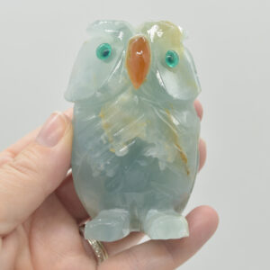 Blue Onyx (Lemurian Aquatine Calcite) Crystal Carved Owl - 186 grams #08