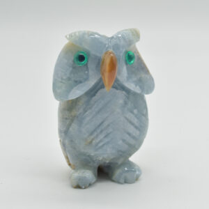 Blue Onyx (Lemurian Aquatine Calcite) Crystal Carved Owl - 349 grams #09