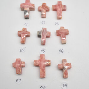 Rhodochrosite Cross Pendant - 9 Options