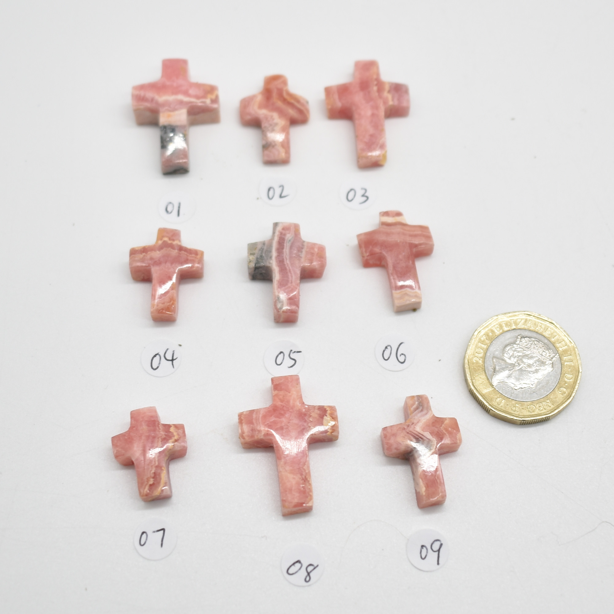 Rhodochrosite Cross Pendant - 9 Options - Image 2