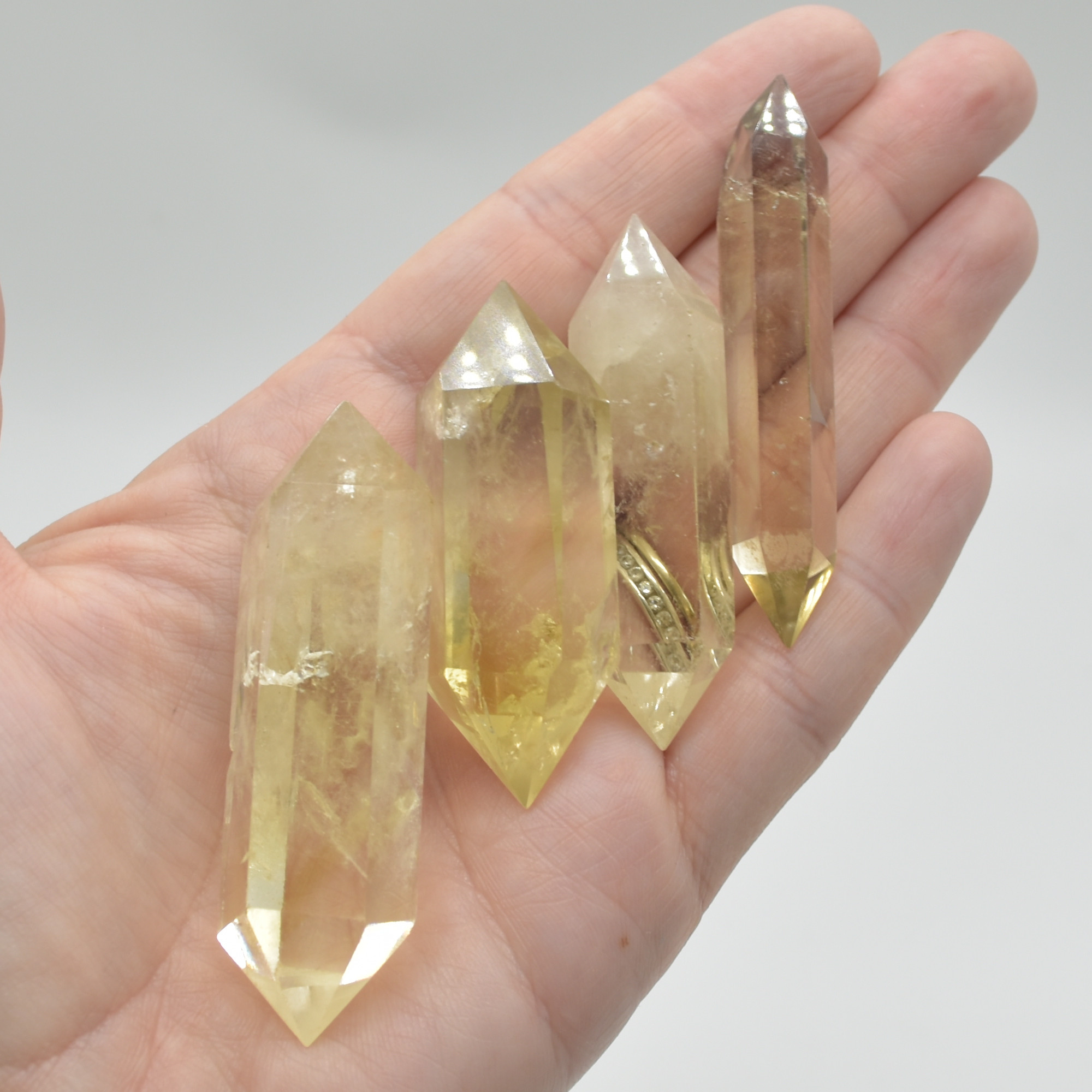 Lemon Yellow Quartz Double Terminated Point, Tower, Wand - 1 Count - 5cm - 6cm - Image 2