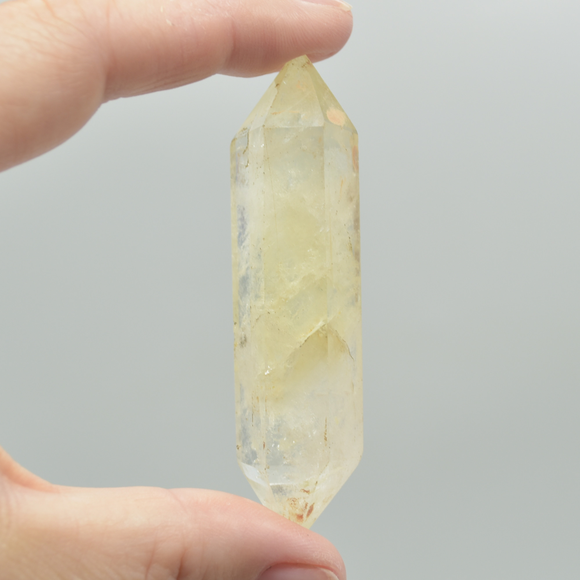Lemon Yellow Quartz Double Terminated Point, Tower, Wand - 1 Count - 6cm - 7cm - Image 3