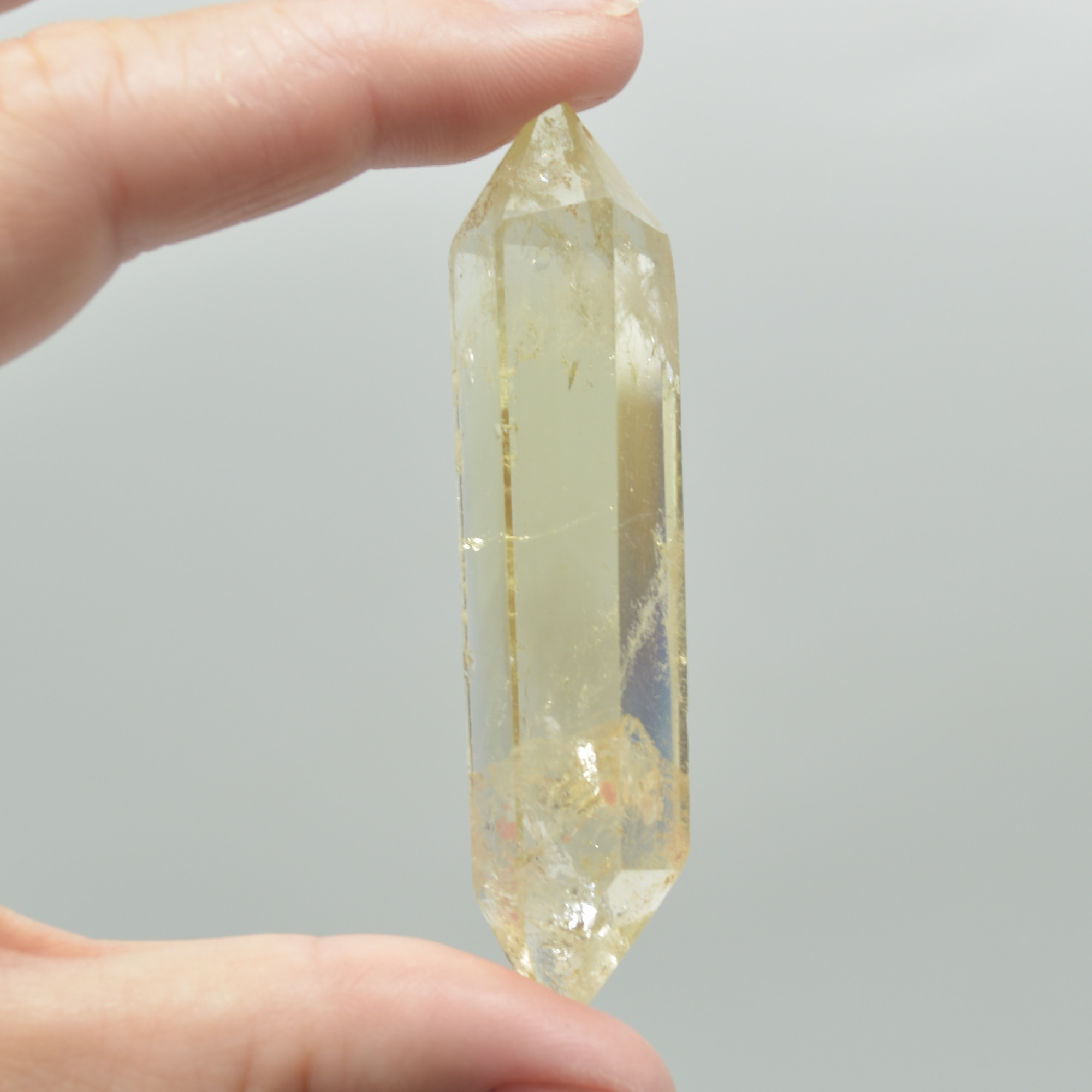 Lemon Yellow Quartz Double Terminated Point, Tower, Wand - 1 Count - 6cm - 7cm - Image 4