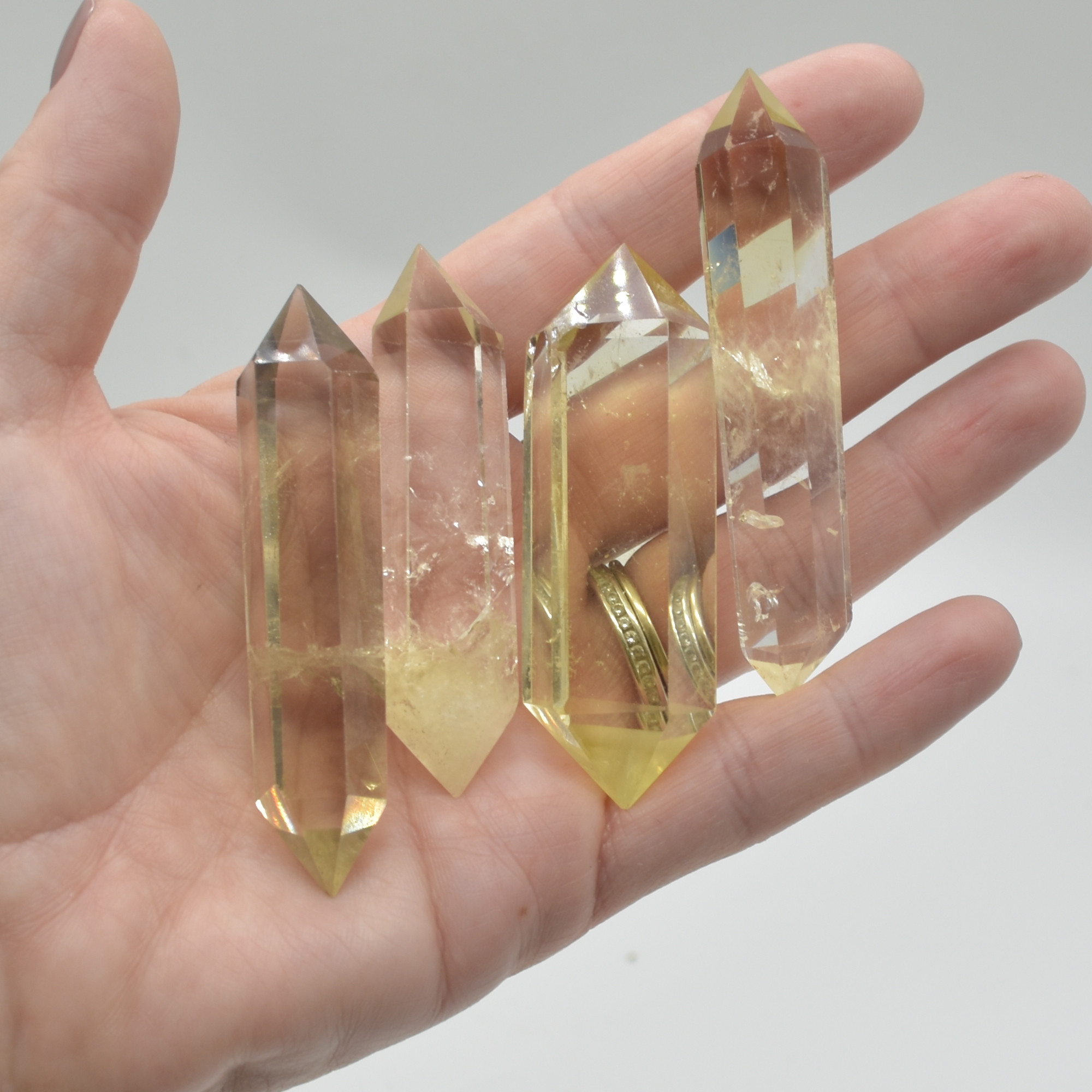 Lemon Yellow Quartz Double Terminated Point, Tower, Wand - 1 Count - 7cm - 8cm - Image 2