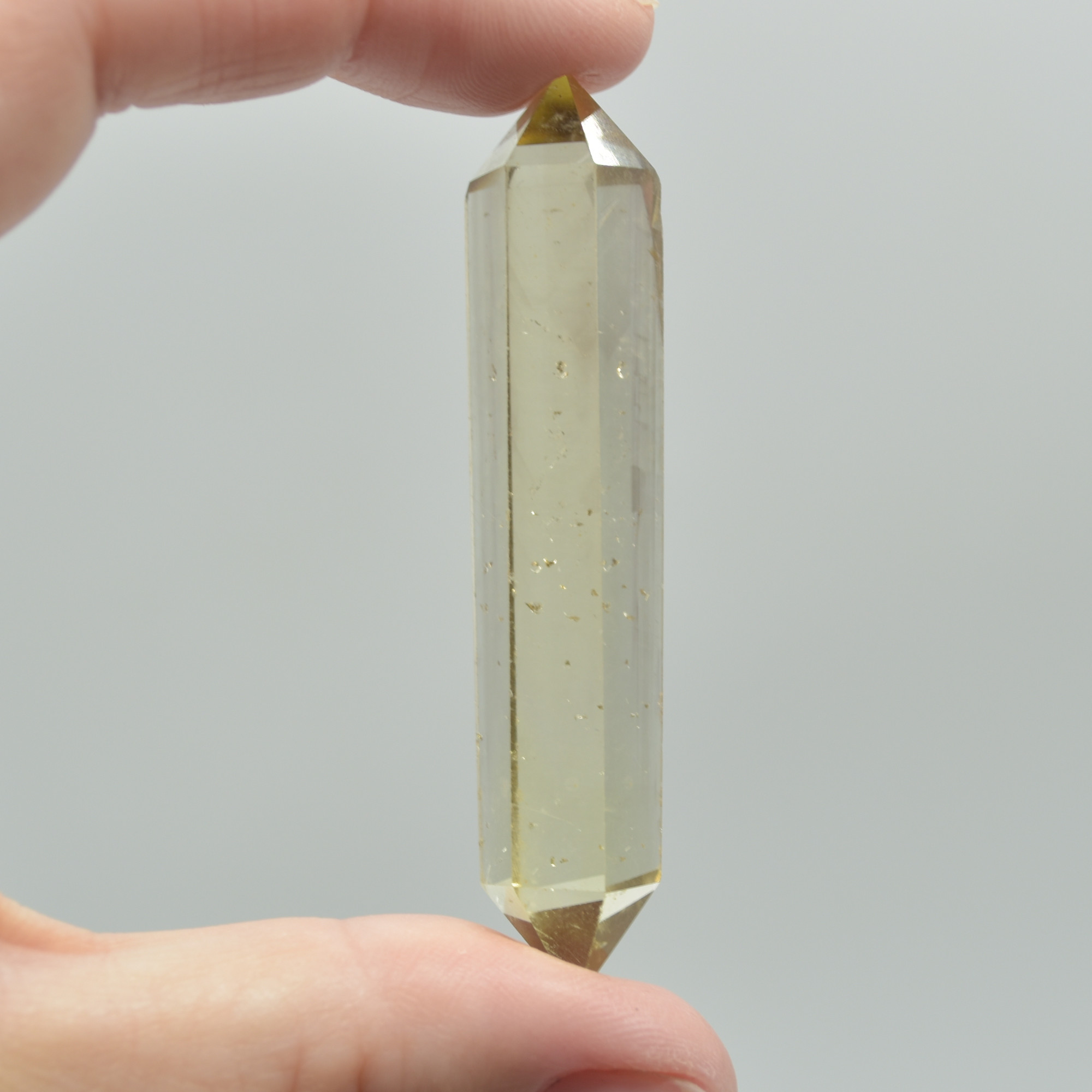 Lemon Yellow Quartz Double Terminated Point, Tower, Wand - 1 Count - 7cm - 8cm - Image 3