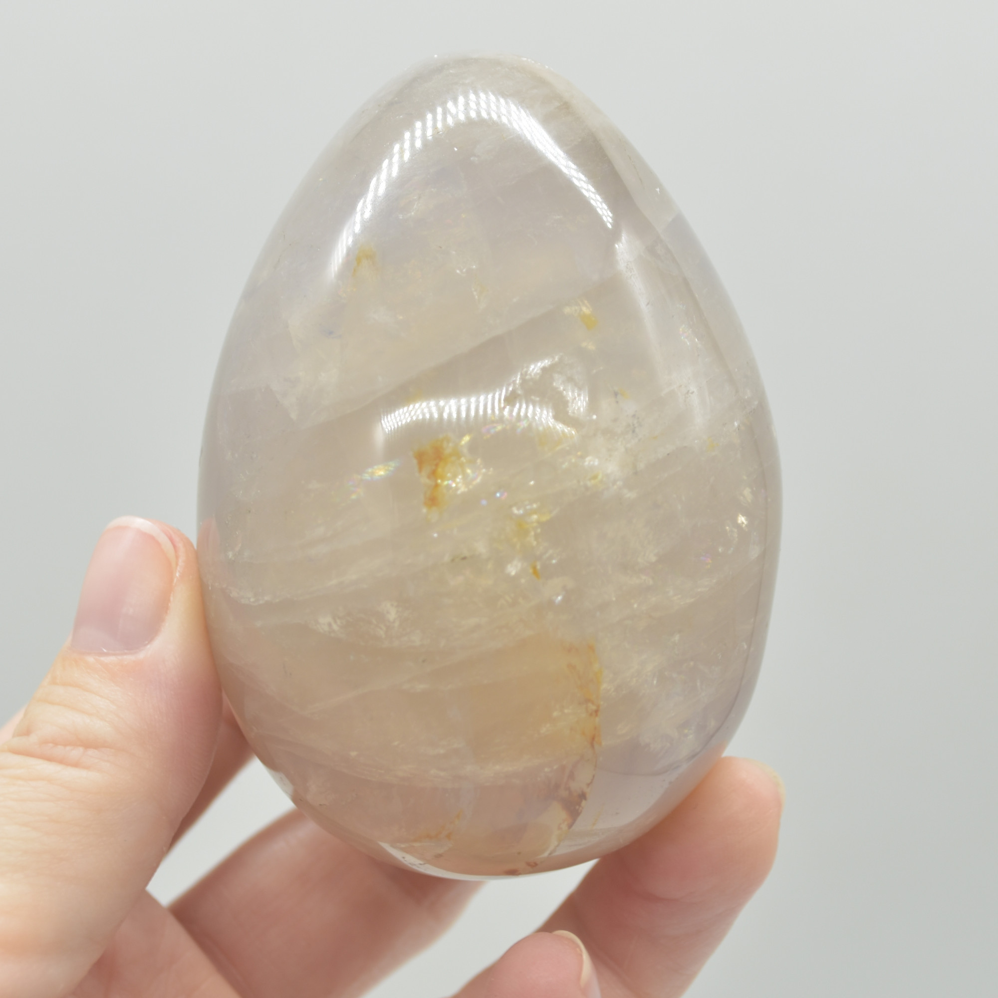 Blue Rose Quartz Crystal Egg - 7.5cm - 318 grams - #08