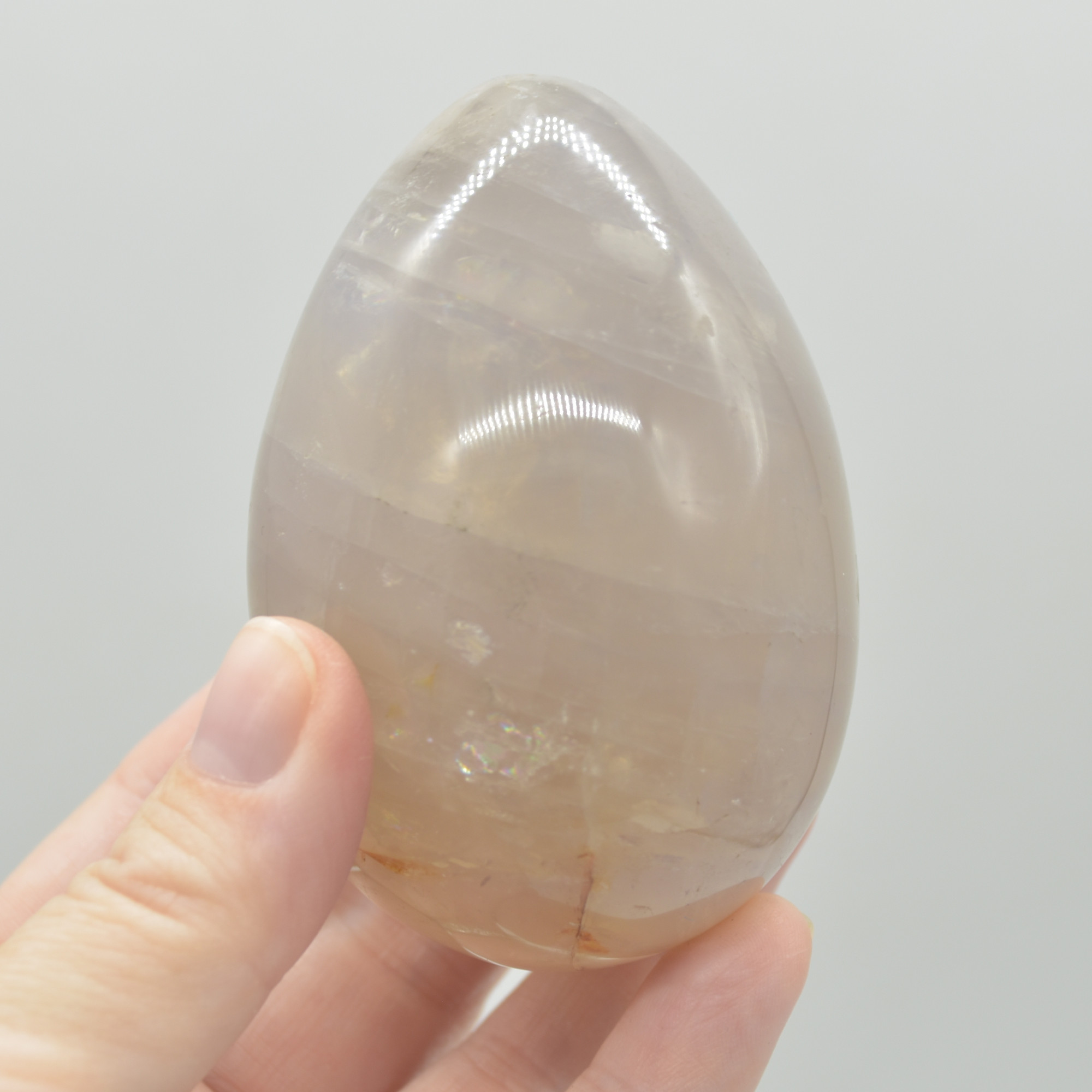 Blue Rose Quartz Crystal Egg - 7.5cm - 318 grams - #08 - Image 3