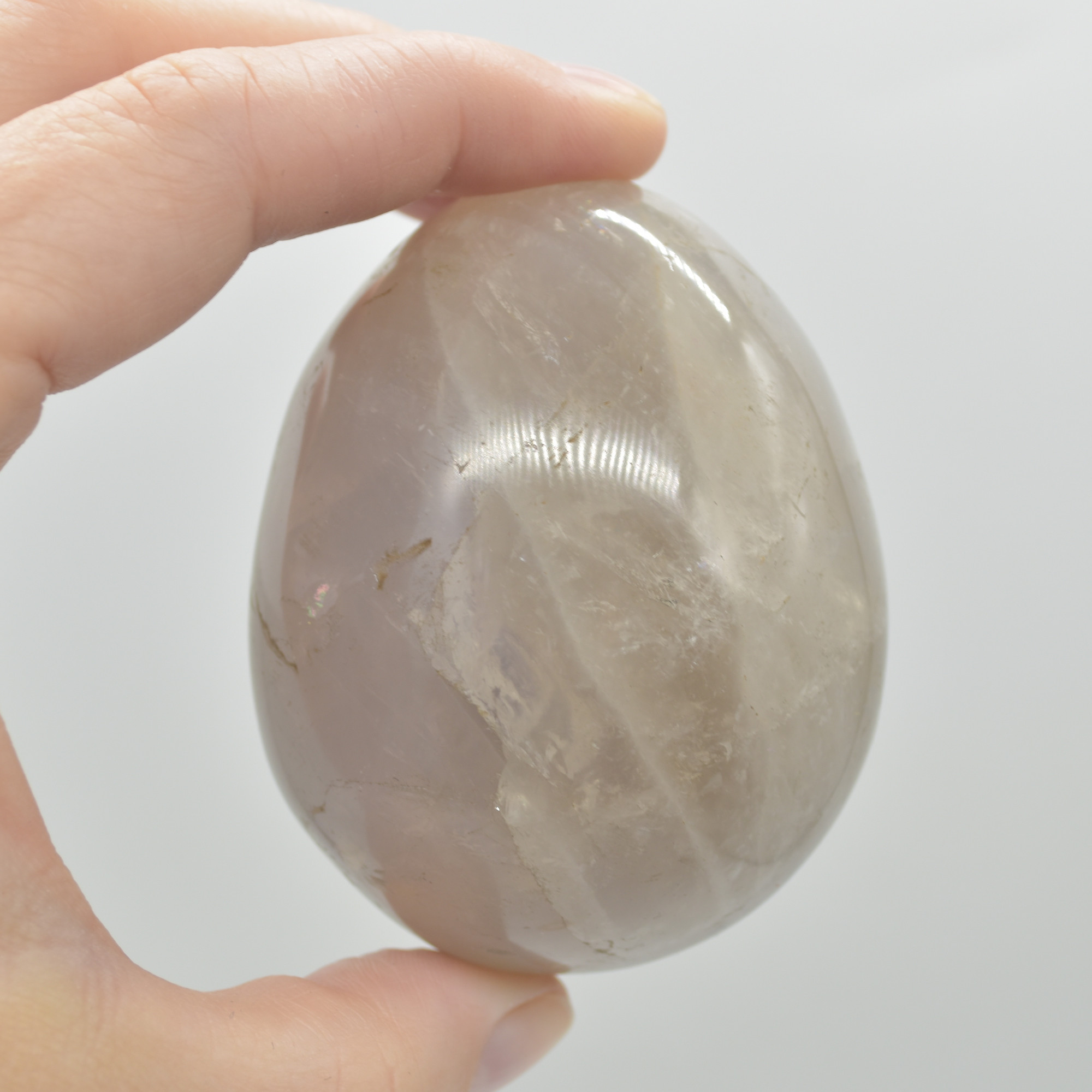 Blue Rose Quartz Crystal Egg - 6.5cm - 273 grams - #10