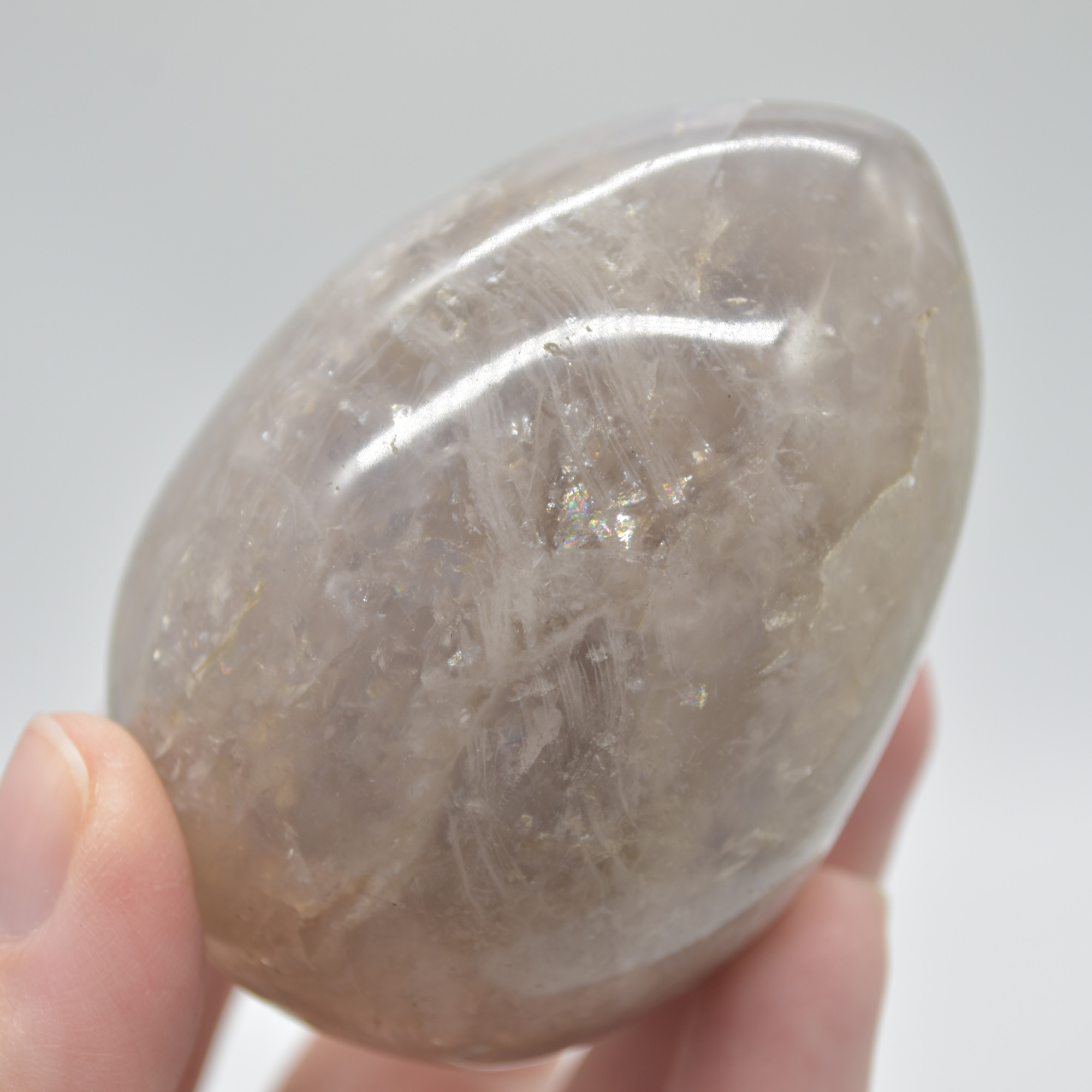 Blue Rose Quartz Crystal Egg - 7cm - 239 grams - #14 - Image 4