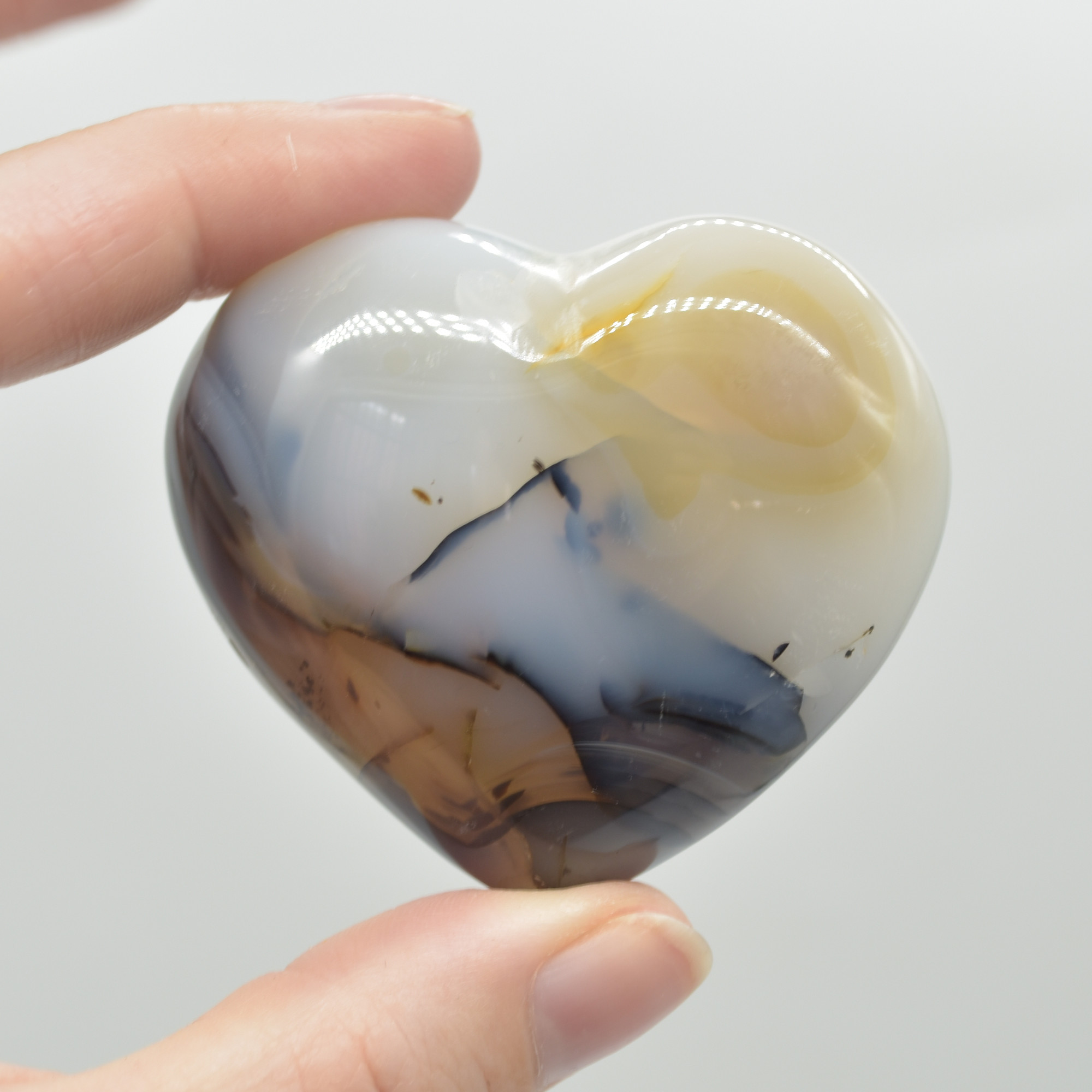 Dendritic Agate Crystal Puffy Heart - 92 grams - #15 - Image 3