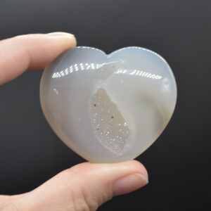 Druzy Agate Carved Heart - 4.5cm #08