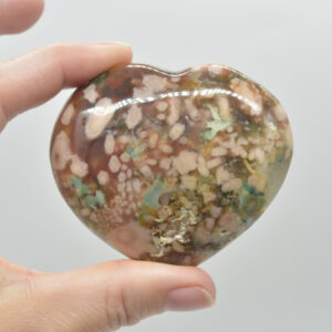 Flower Agate Crystal Puffy Heart - 151 grams - #4A