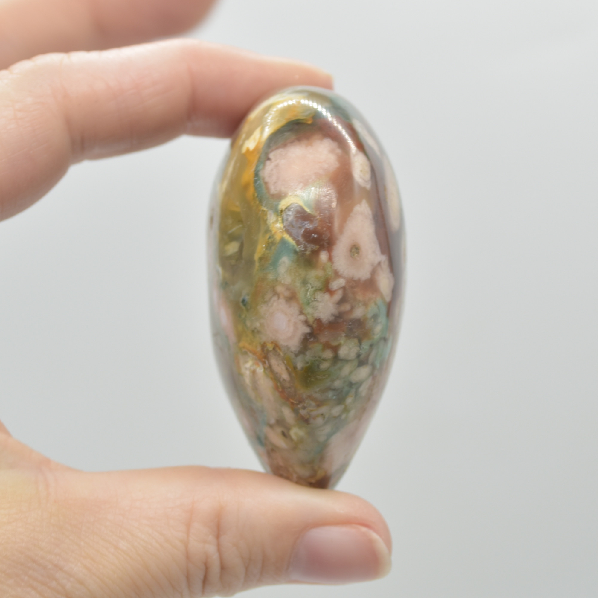 Flower Agate Crystal Puffy Heart - 151 grams - #4A - Image 2