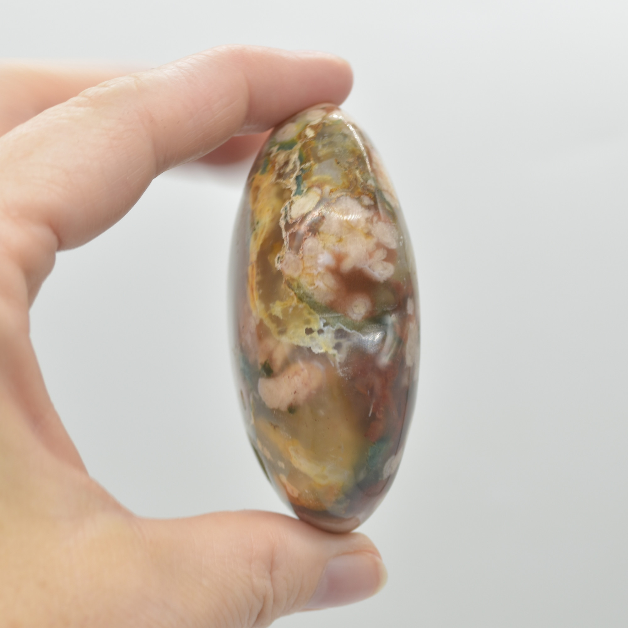 Flower Agate Crystal Puffy Heart - 151 grams - #4A - Image 4