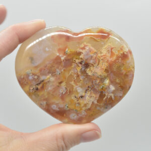 Flower Agate Crystal Puffy Heart - 152 grams - #5A