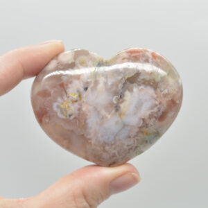 Flower Agate Crystal Puffy Heart - 91 grams - #7
