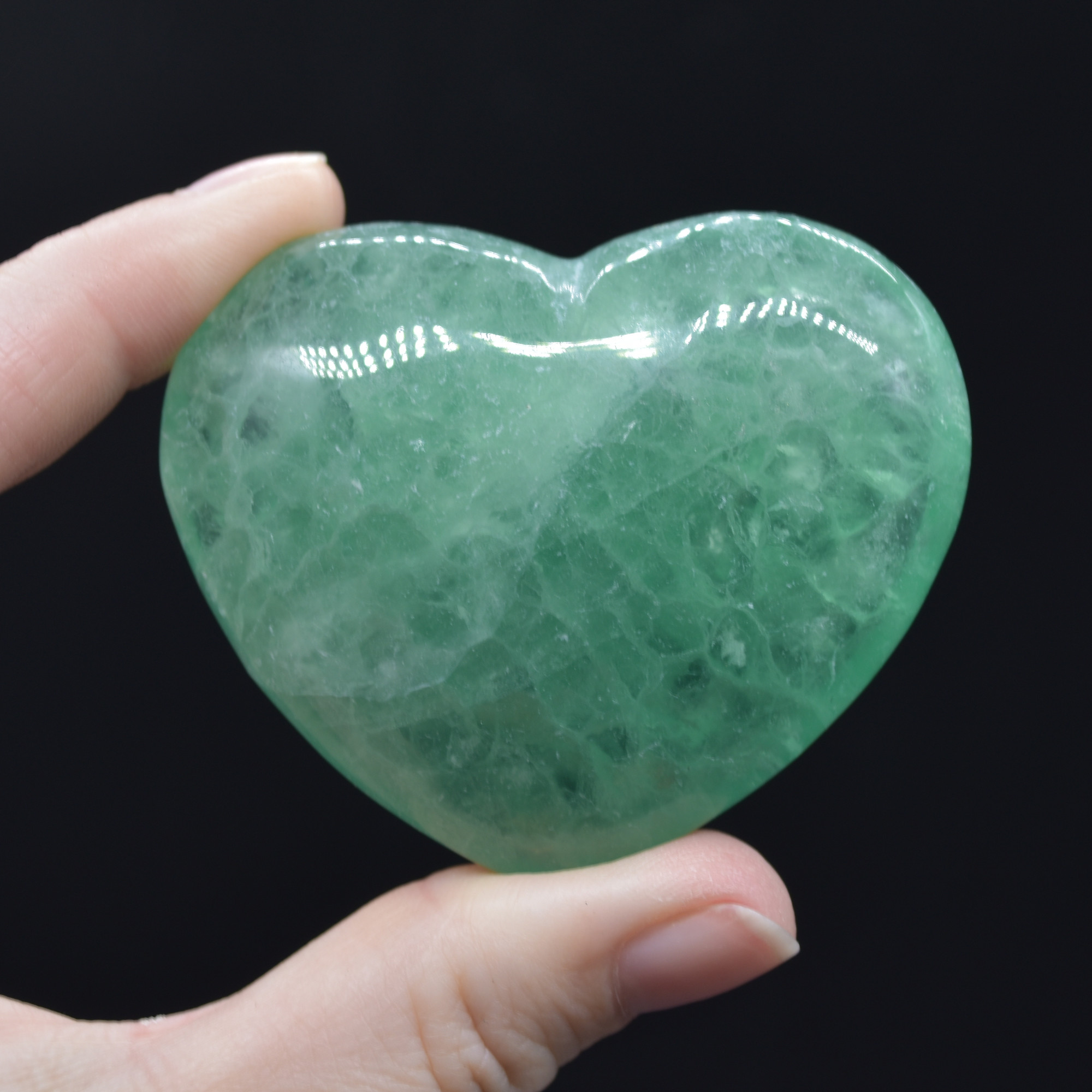 Green Fluorite Crystal Puffy Heart - 128 grams - #10 - Image 3