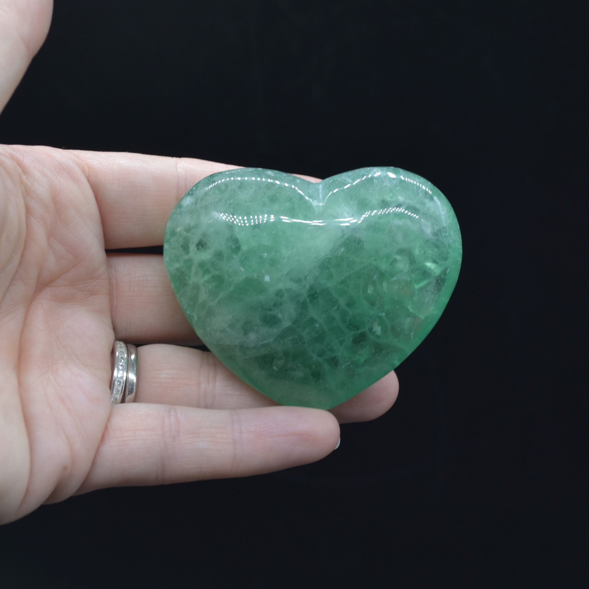 Green Fluorite Crystal Puffy Heart - 128 grams - #10 - Image 5