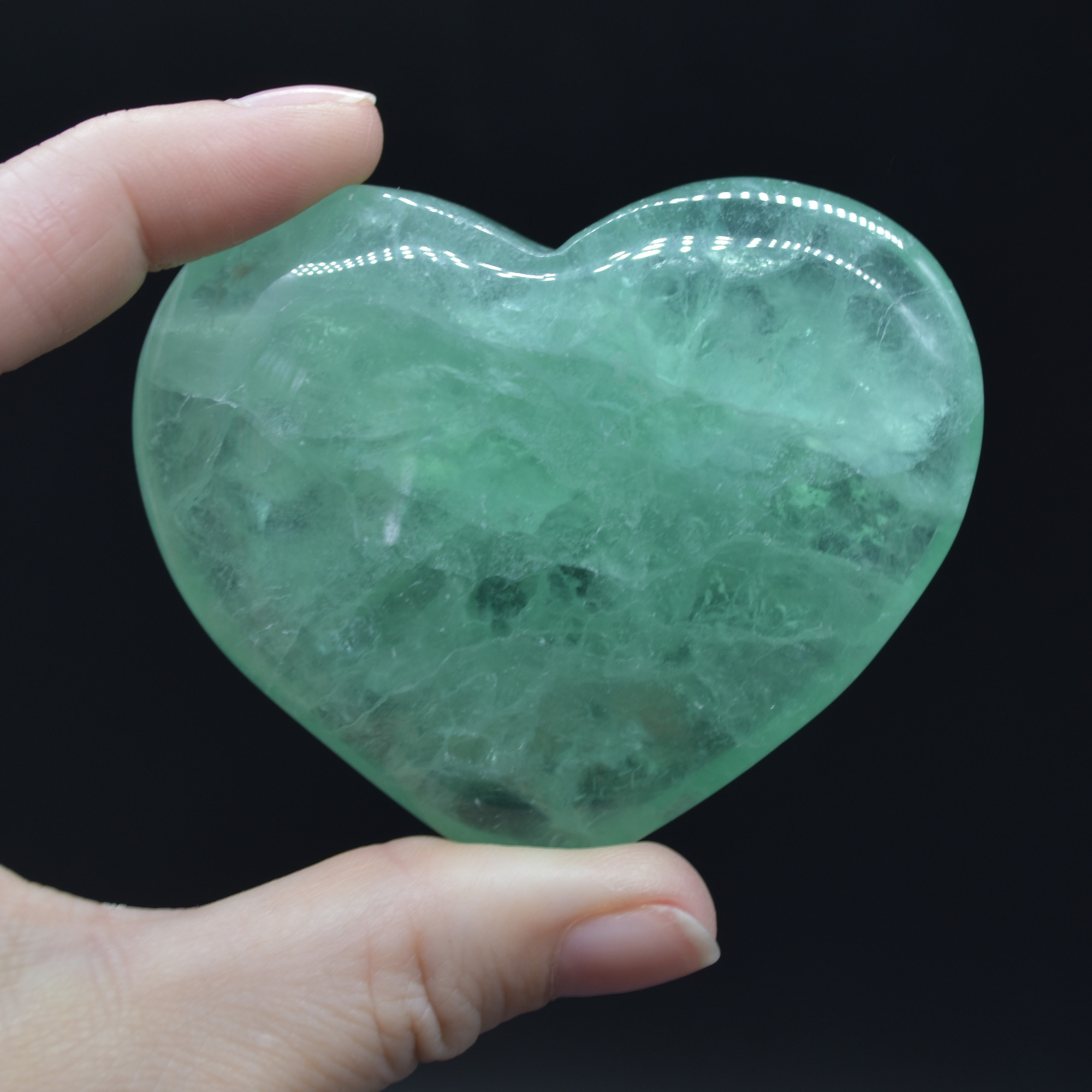 Green Fluorite Crystal Puffy Heart - 154 grams - #8