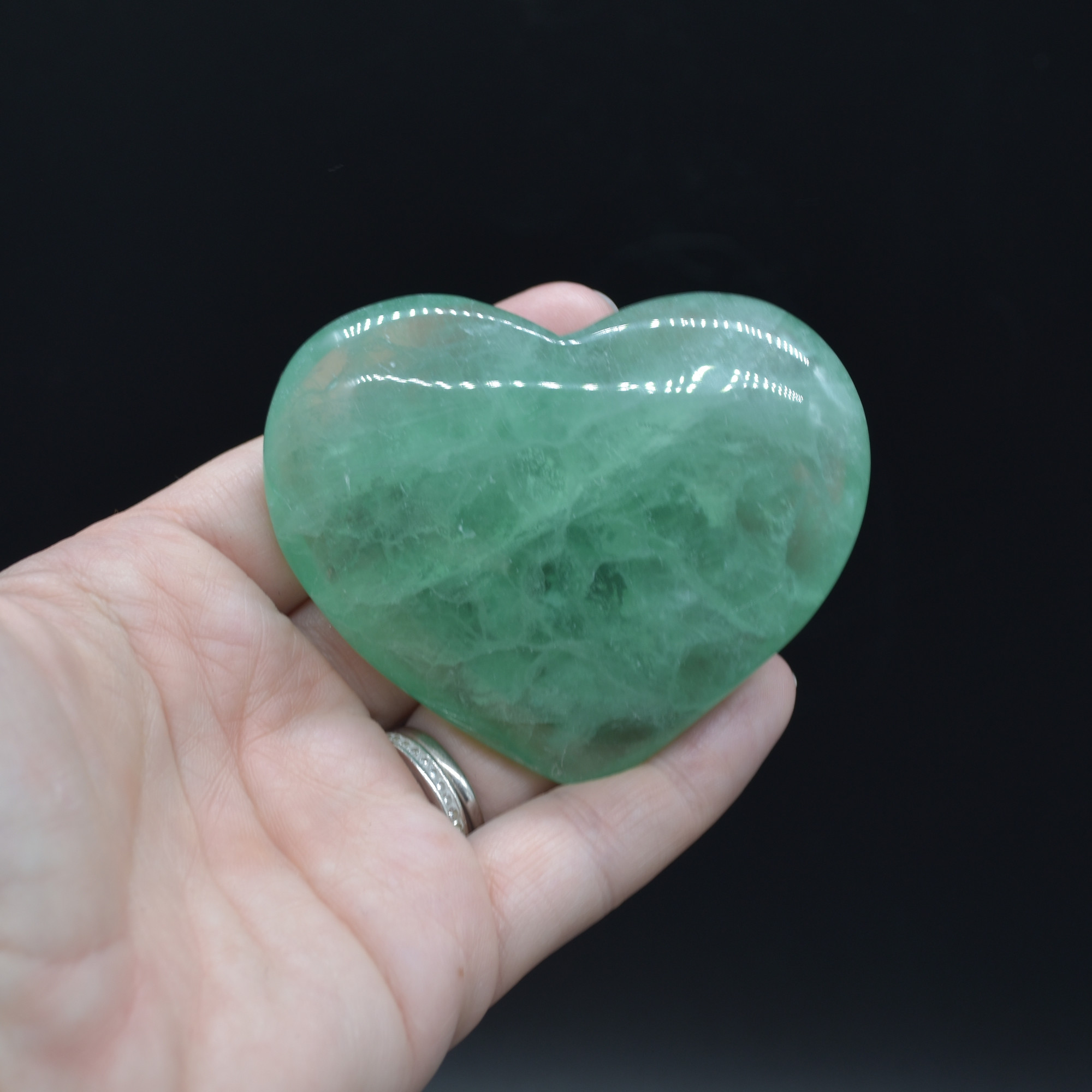 Green Fluorite Crystal Puffy Heart - 154 grams - #8 - Image 4