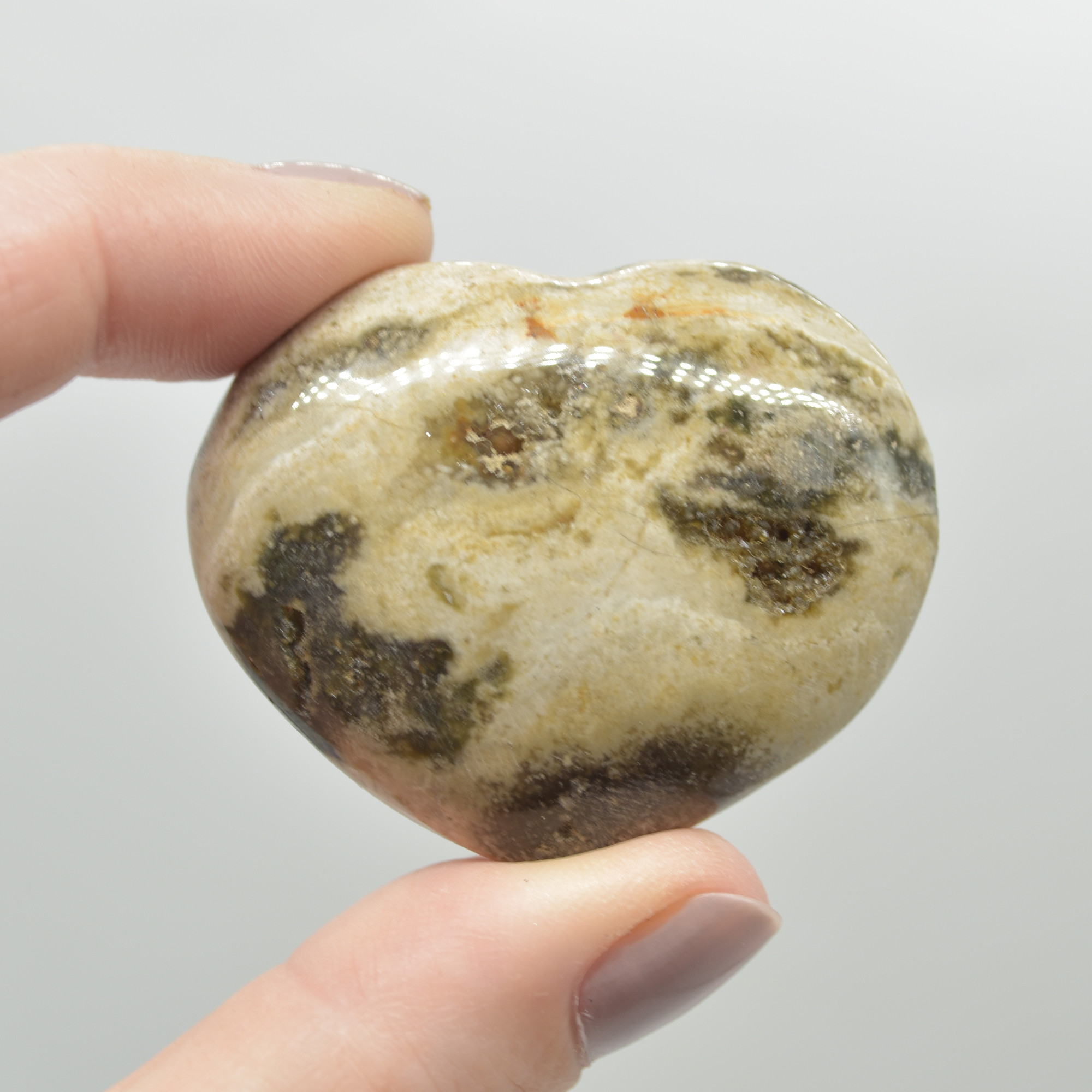 Ocean Jasper Crystal Puffy Heart - 47 grams - #7