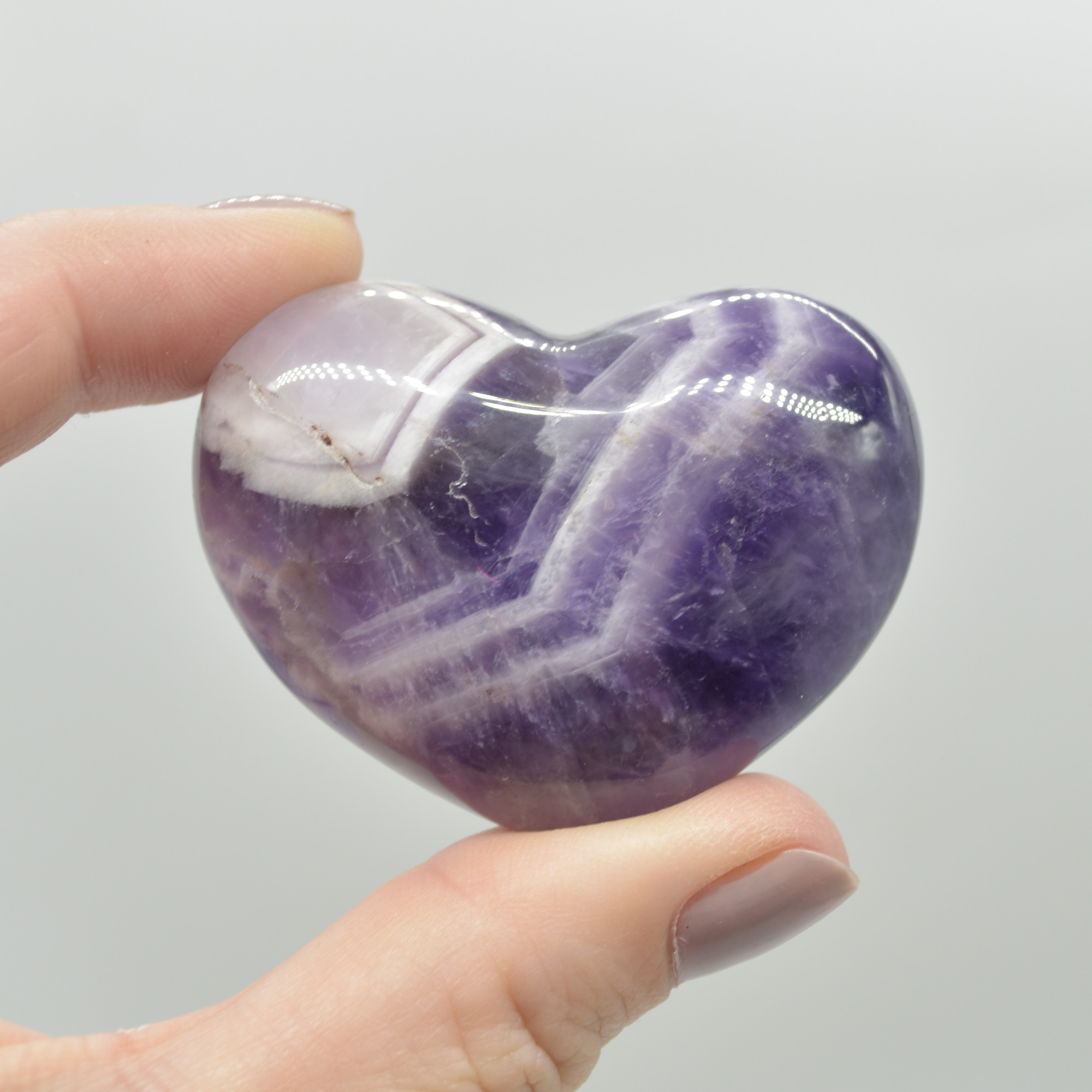 Chevron Amethyst Crystal Puffy Heart - 69 grams - #10