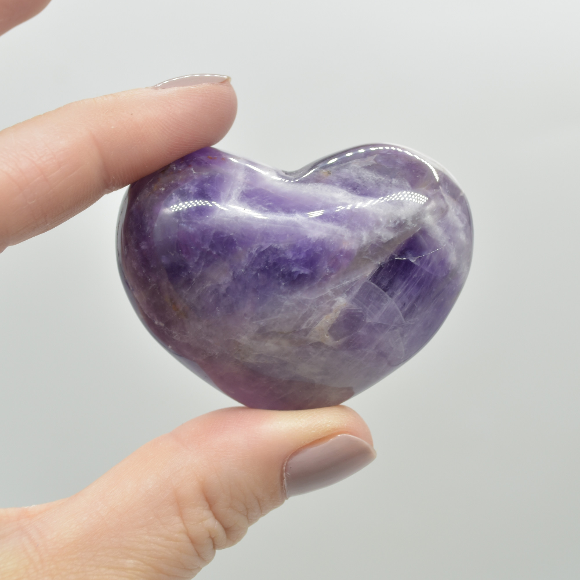 Chevron Amethyst Crystal Puffy Heart - 69 grams - #10 - Image 3