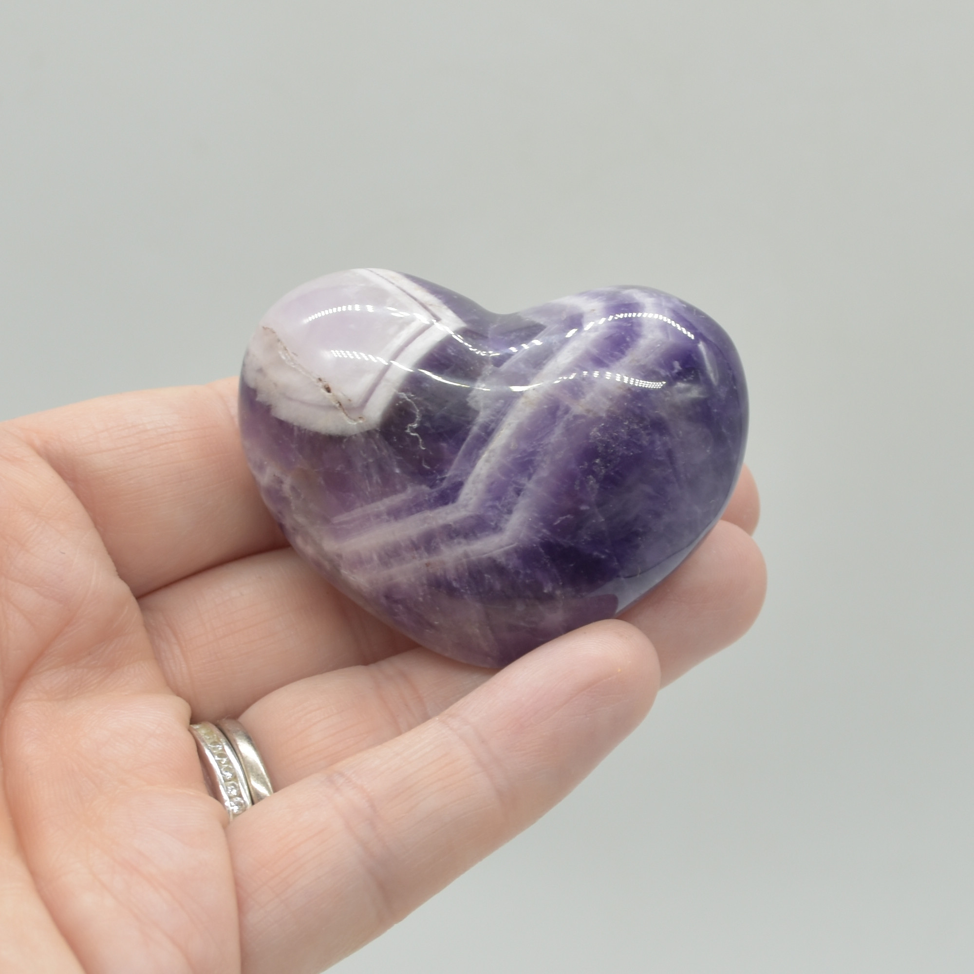 Chevron Amethyst Crystal Puffy Heart - 69 grams - #10 - Image 5