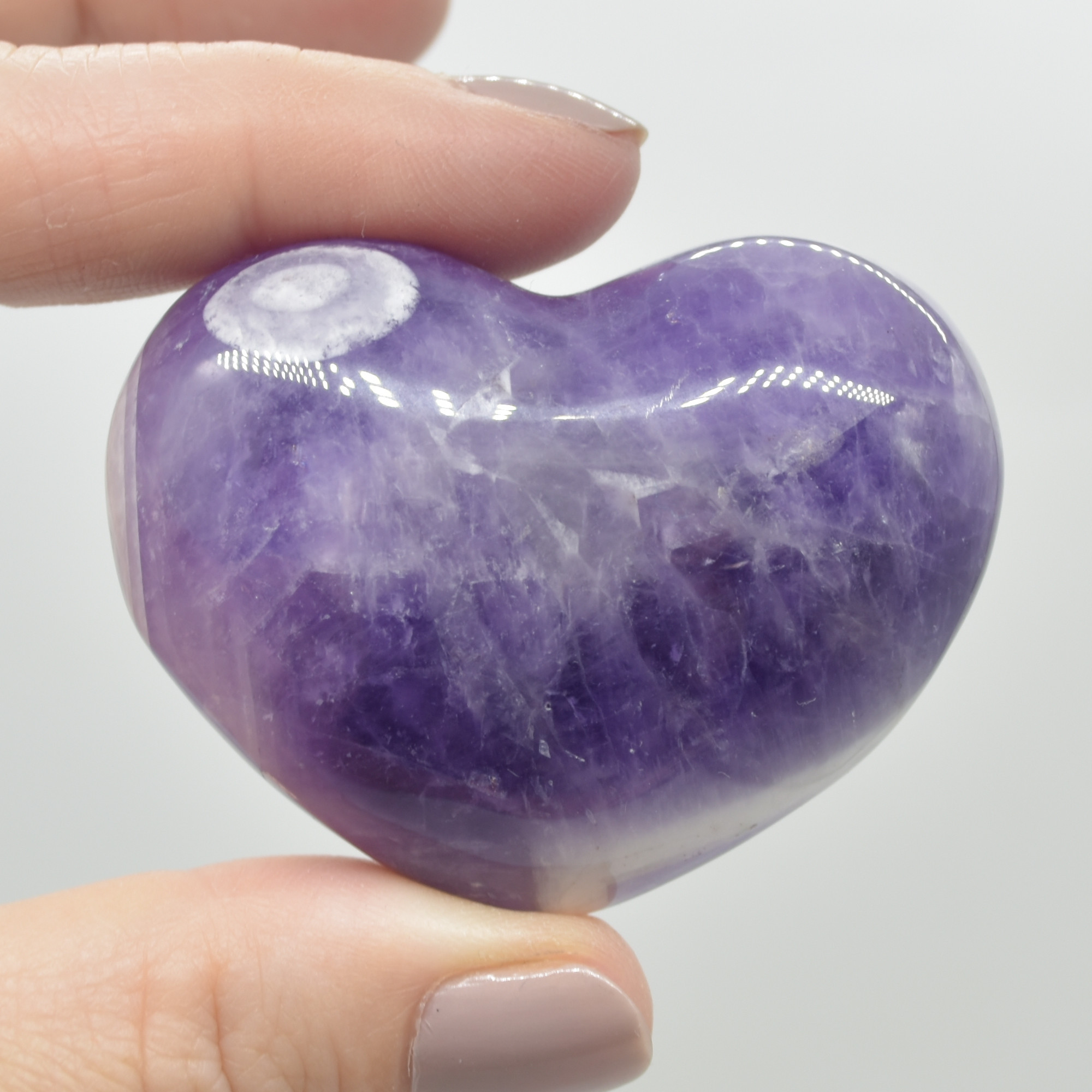 Chevron Amethyst Crystal Puffy Heart - 72 grams - #9 - Image 3