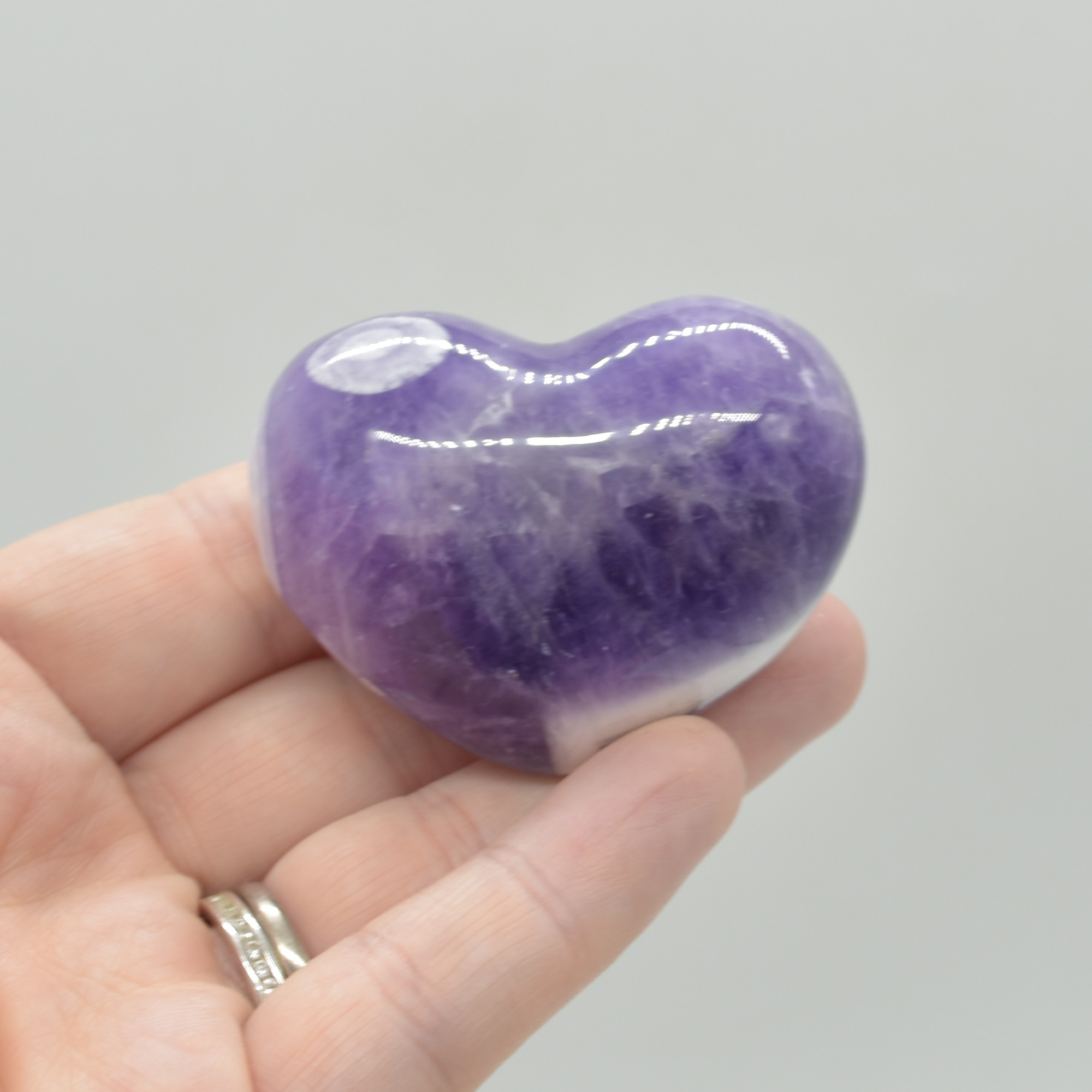 Chevron Amethyst Crystal Puffy Heart - 72 grams - #9 - Image 4