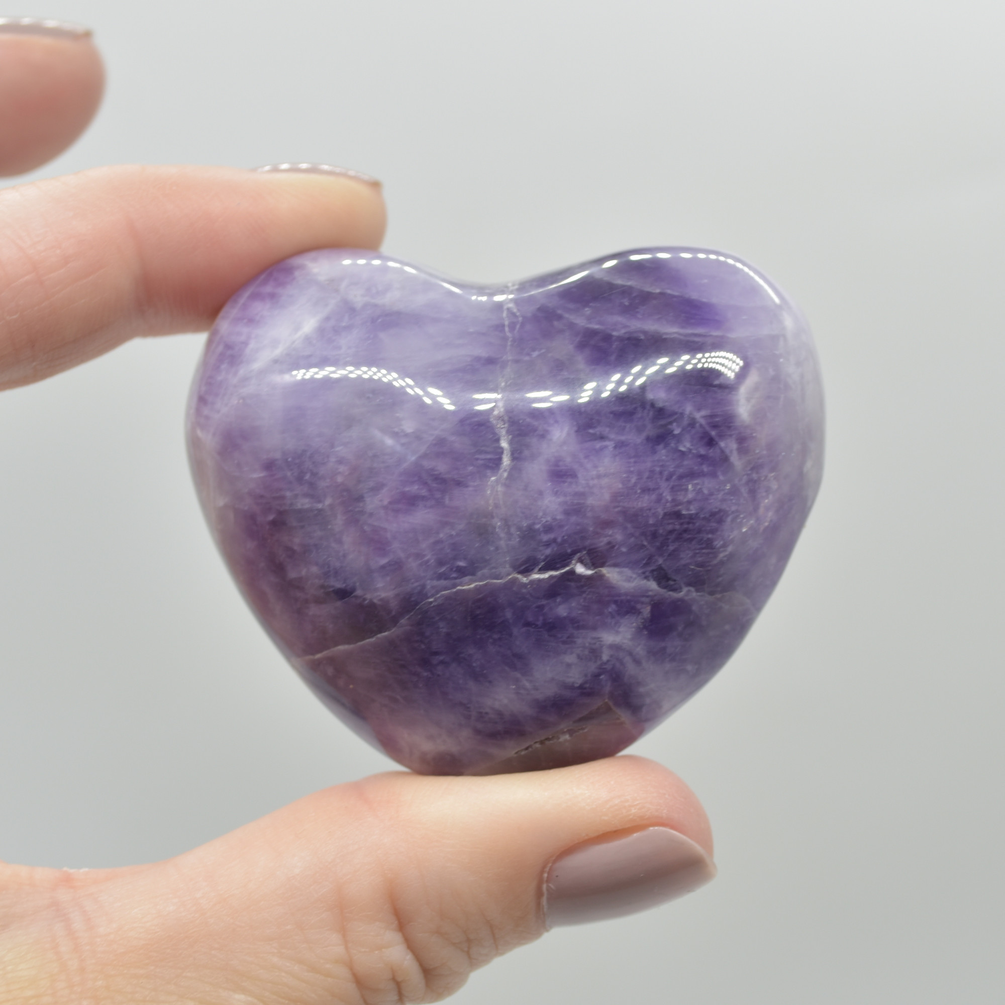 Chevron Amethyst Crystal Puffy Heart - 90 grams - #6