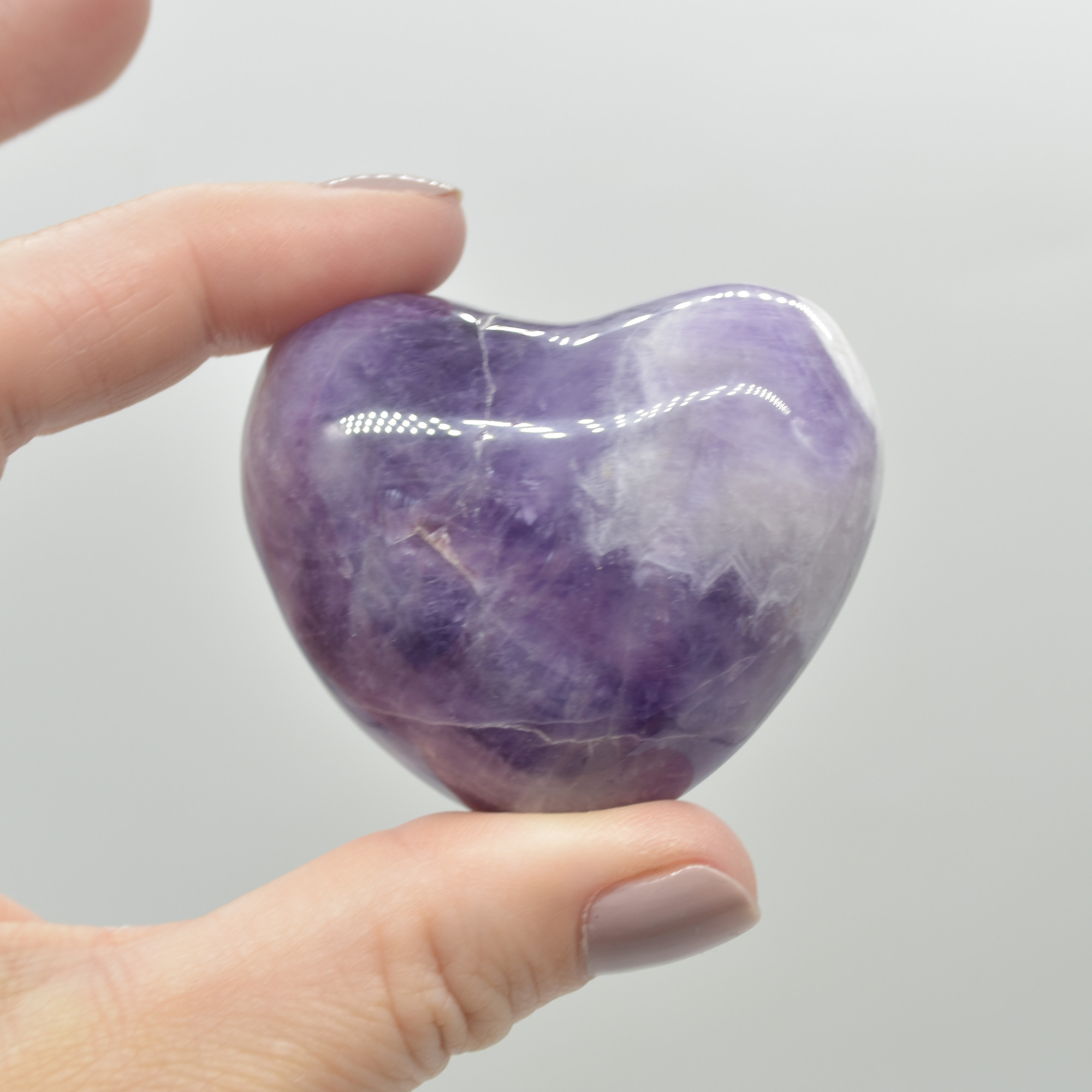 Chevron Amethyst Crystal Puffy Heart - 90 grams - #6 - Image 3
