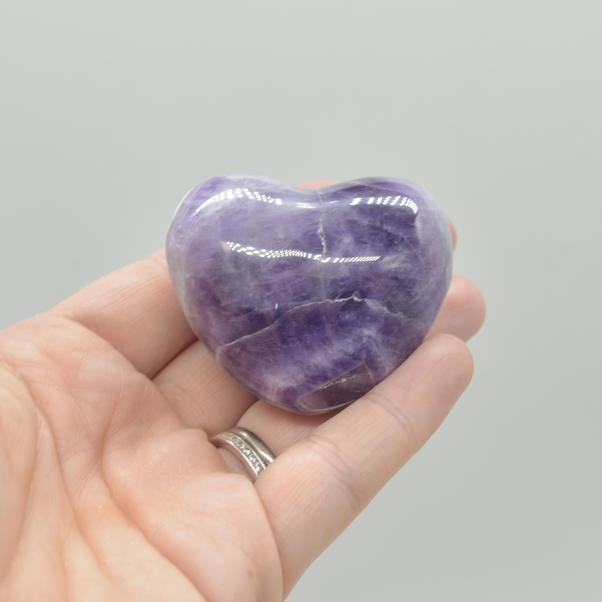 Chevron Amethyst Crystal Puffy Heart - 90 grams - #6 - Image 5