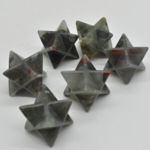 African Blood Jasper Gemstone Crystal Merkaba Carved Star - 2.5cm - 1 Count