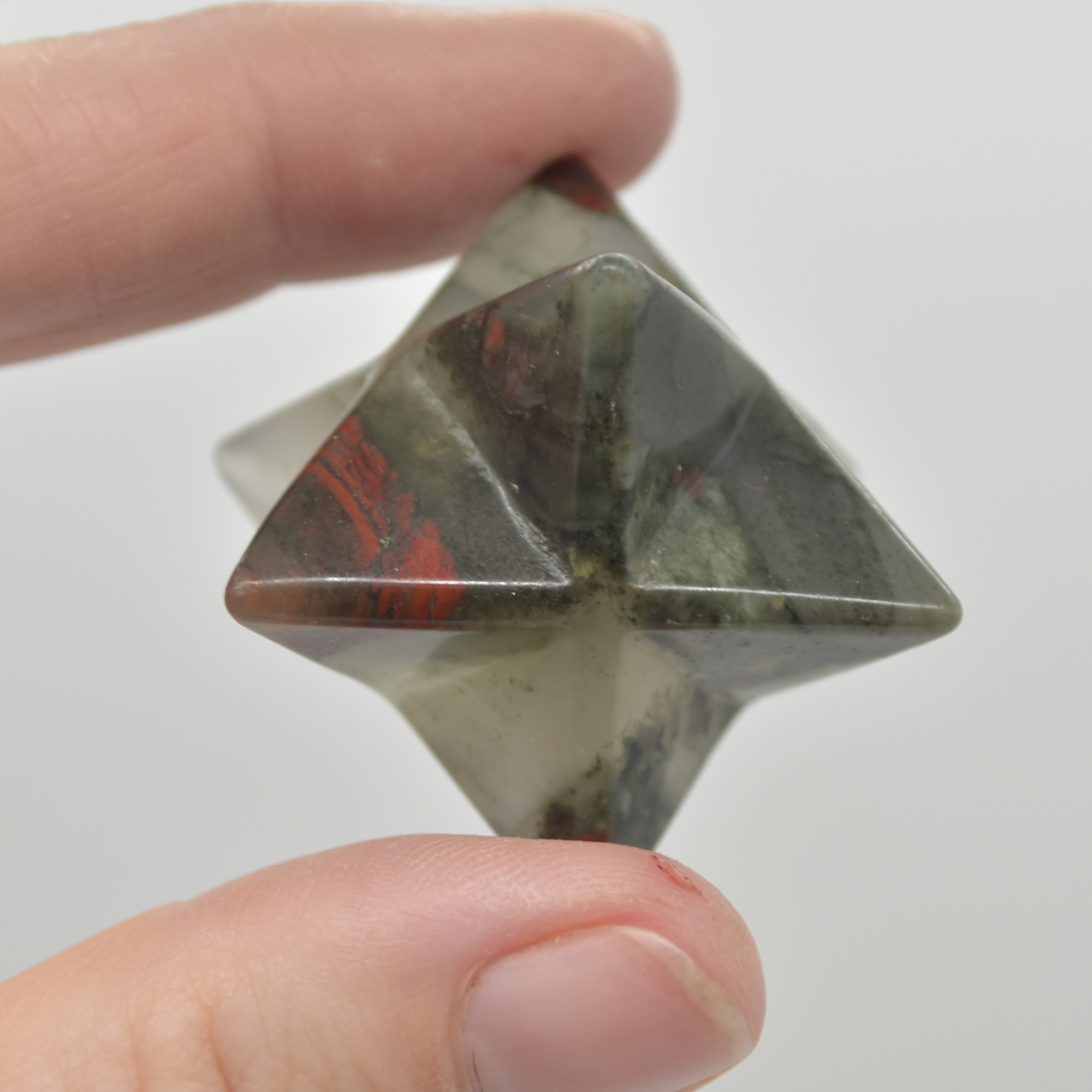 African Blood Jasper Gemstone Crystal Merkaba Carved Star - 2.5cm - 1 Count - Image 5