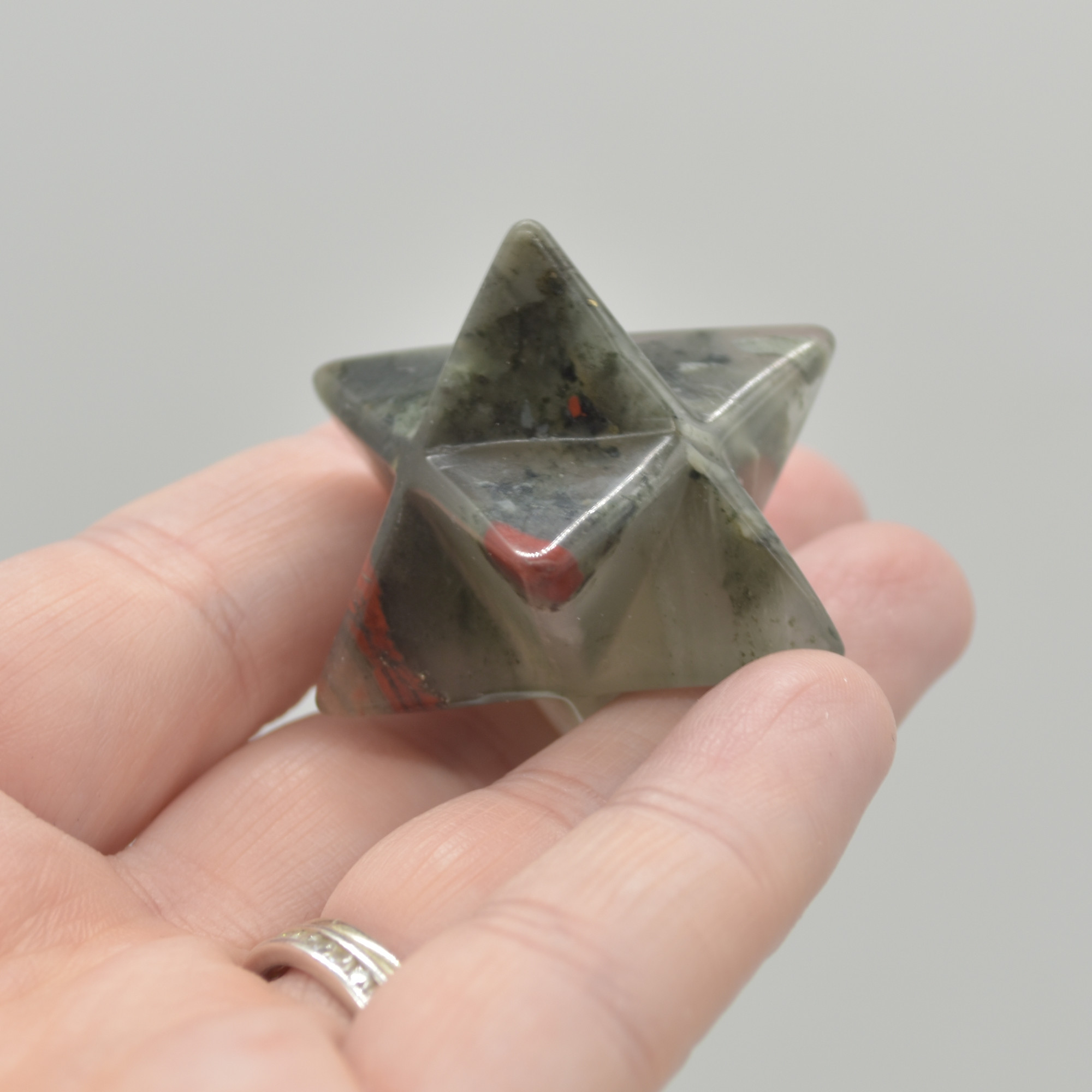 African Blood Jasper Gemstone Crystal Merkaba Carved Star - 2.5cm - 1 Count - Image 7