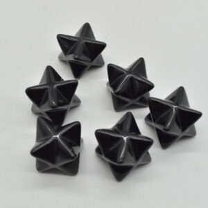 Black Obsidian Gemstone Crystal Merkaba Carved Star - 2.5cm - 1 Count