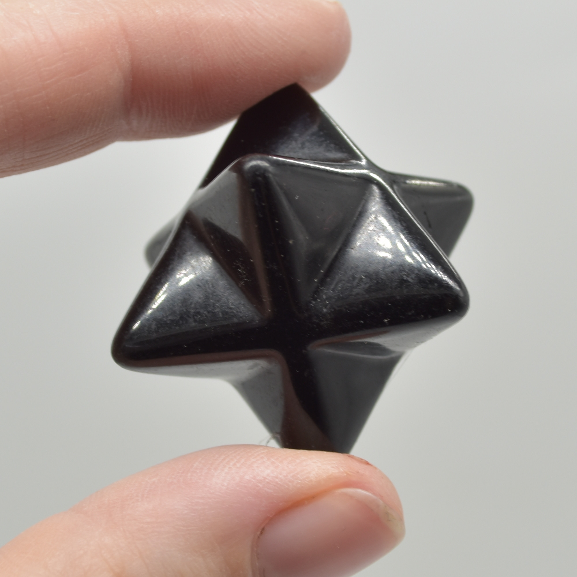 Black Obsidian Gemstone Crystal Merkaba Carved Star - 2.5cm - 1 Count - Image 3