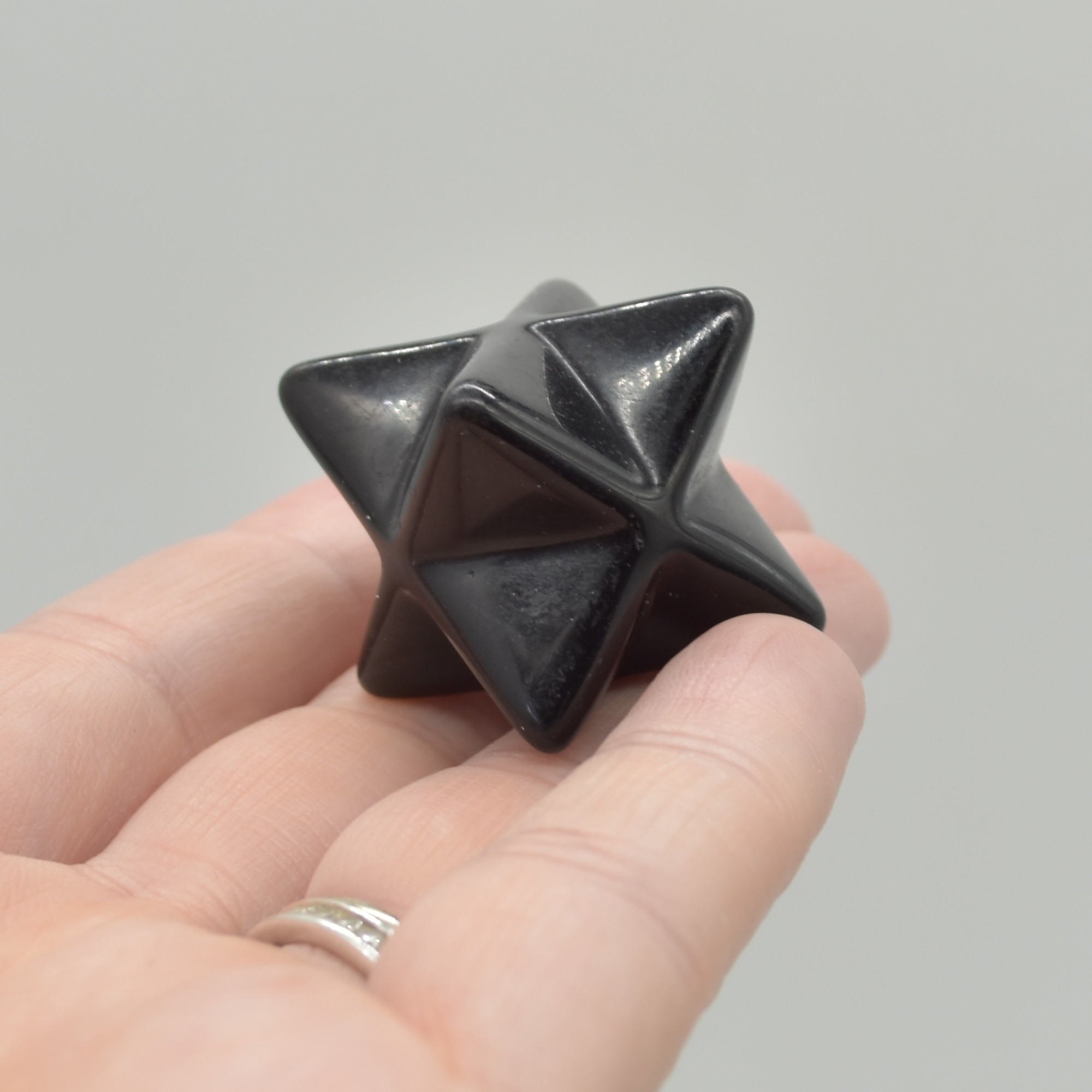 Black Obsidian Gemstone Crystal Merkaba Carved Star - 2.5cm - 1 Count - Image 5