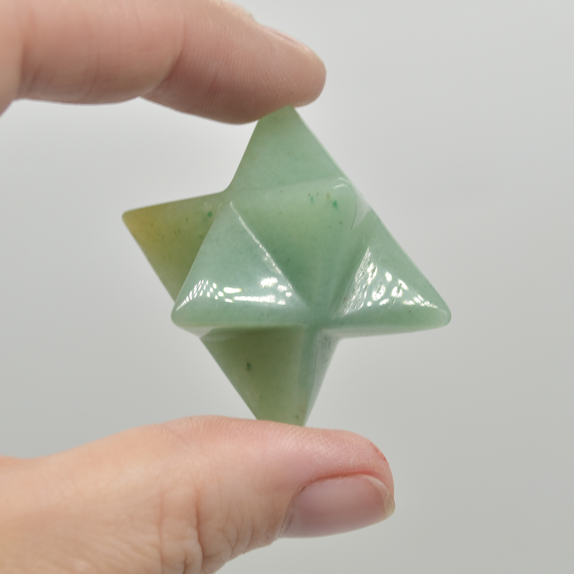 Green Aventurine Gemstone Crystal Merkaba Carved Star - 2.5cm - 1 Count - Image 3