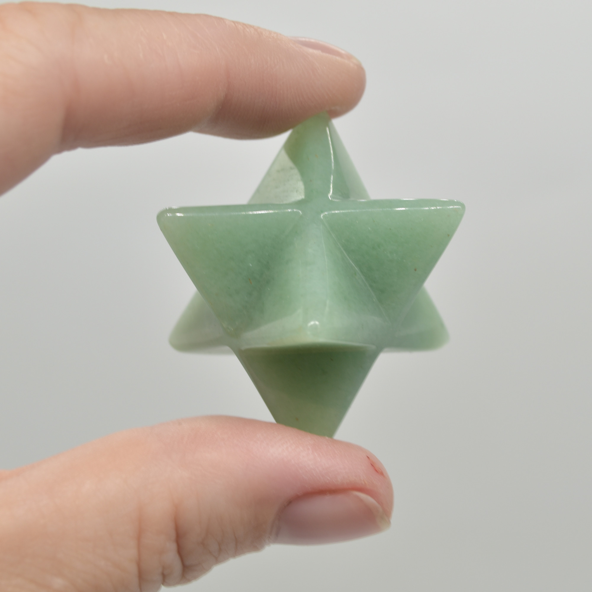 Green Aventurine Gemstone Crystal Merkaba Carved Star - 2.5cm - 1 Count - Image 4