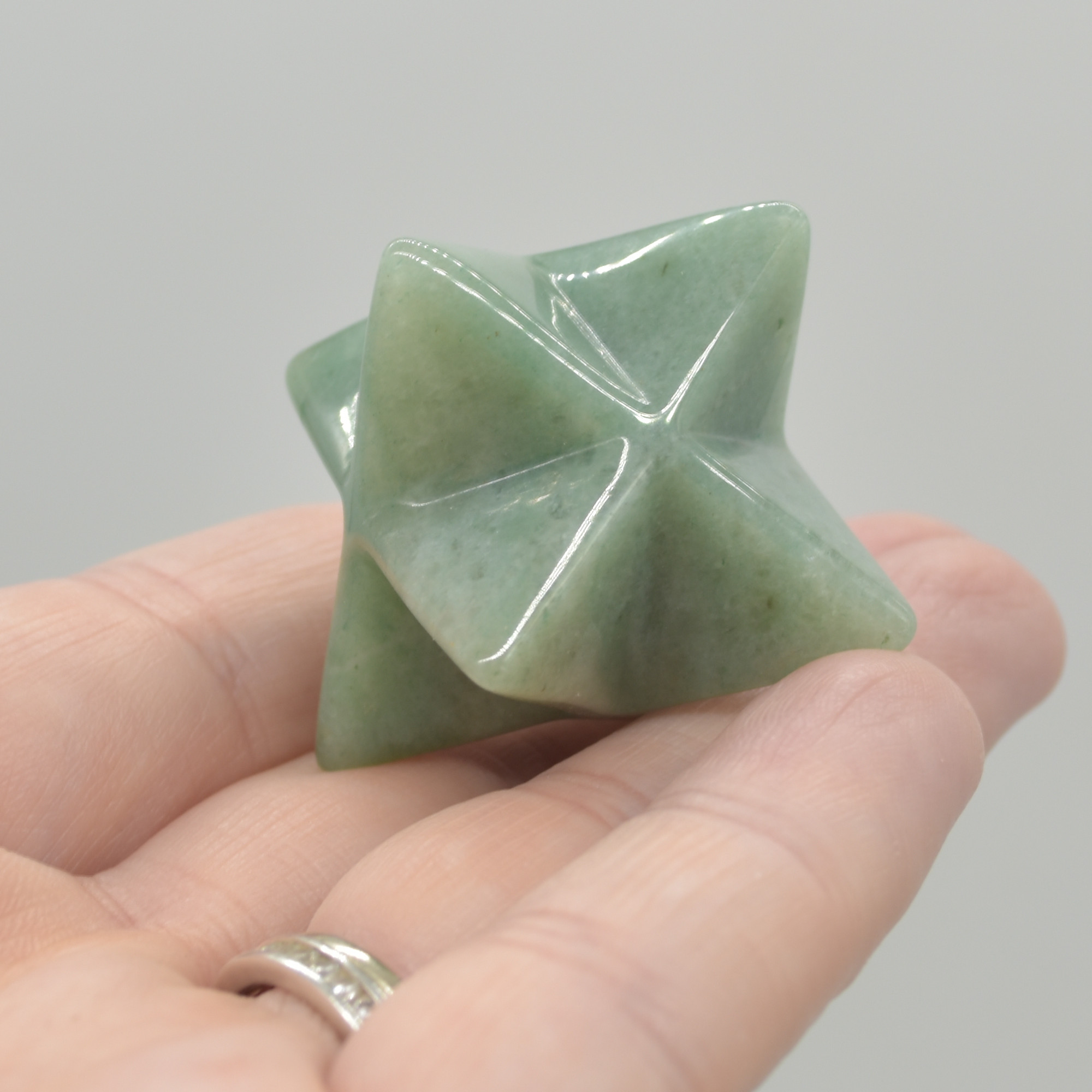 Green Aventurine Gemstone Crystal Merkaba Carved Star - 2.5cm - 1 Count - Image 6