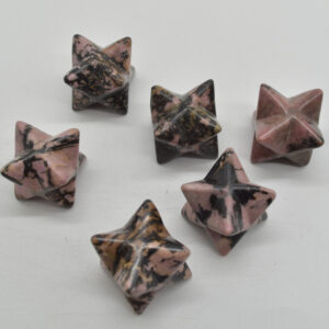 Rhodonite Gemstone Crystal Merkaba Carved Star - 2.5cm - 1 Count
