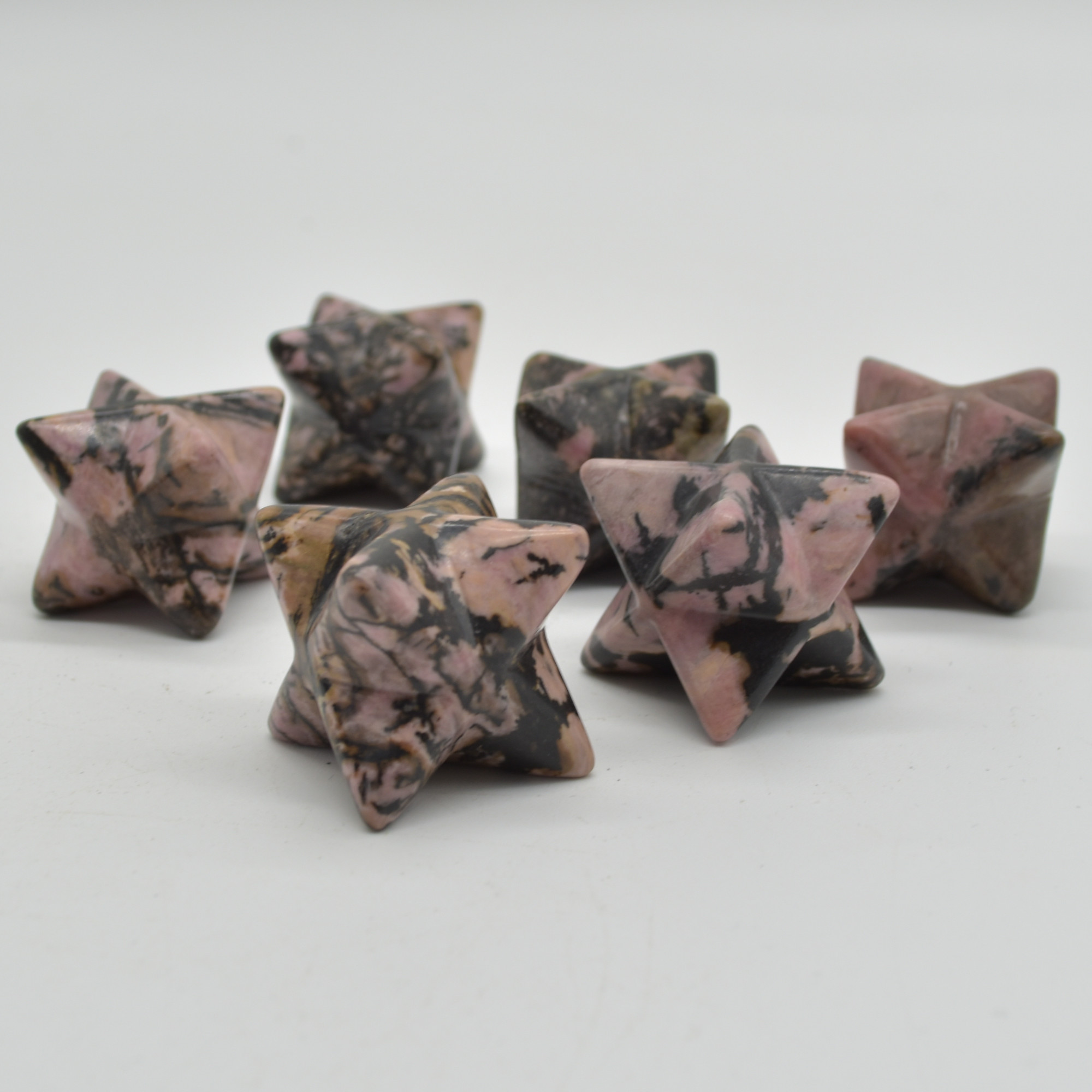 Rhodonite Gemstone Crystal Merkaba Carved Star - 2.5cm - 1 Count - Image 3