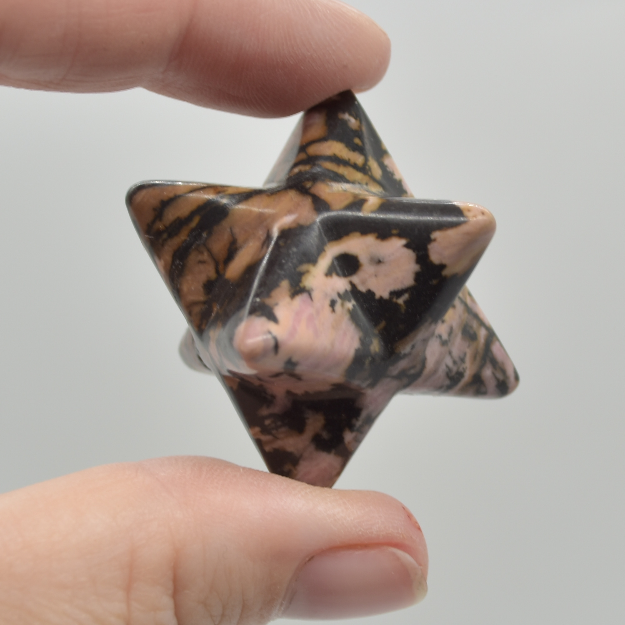 Rhodonite Gemstone Crystal Merkaba Carved Star - 2.5cm - 1 Count - Image 4