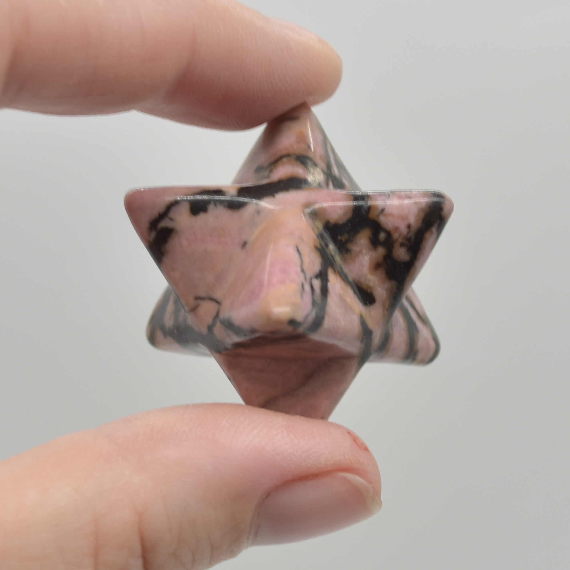 Rhodonite Gemstone Crystal Merkaba Carved Star - 2.5cm - 1 Count - Image 5